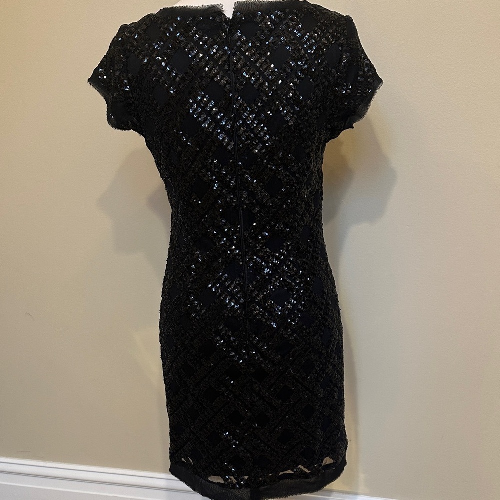 Eliza J Black Sequin Beaded Cocktail Dress Size 6 | Sparkly Formal Evening Dress - Picture 3 of 7